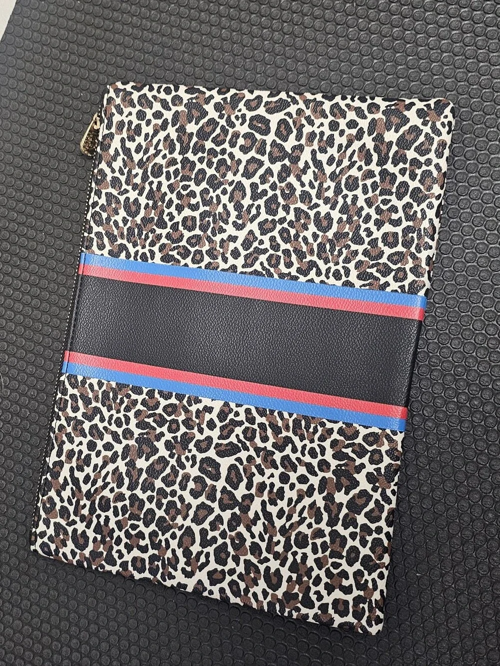 C. Wonder Animal Print Clutch with Red & Blue Stripes